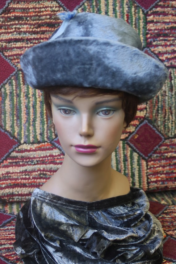 Vintage Blue Fur Felt Hat