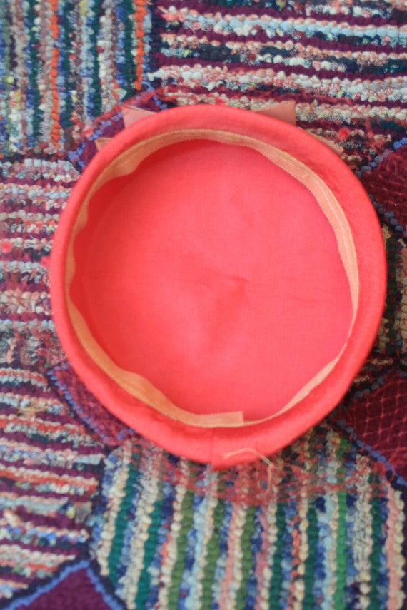 Vintage Red Pillbox Hat with French Veil - image 8