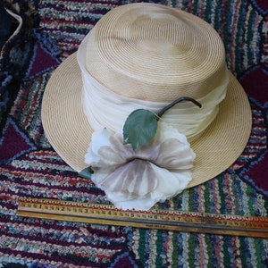Vintage Straw Hat with Flower Trim image 10