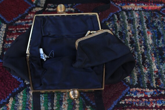 Vintage Black Fabric Graceline Master Purse Bag - image 3