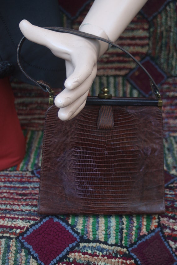 Vintage Chocolate Brown Alligator Purse - image 1