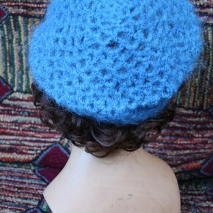 Vintage Handcrochet Electric Blue Beret Hat image 5