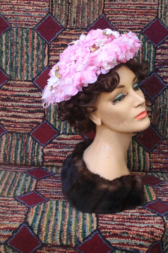 Vintage Pink Flower Hat