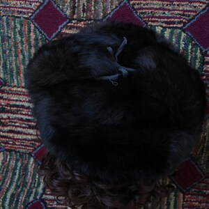 Vintage Black Rabbit Fur Ushanka Hat image 3