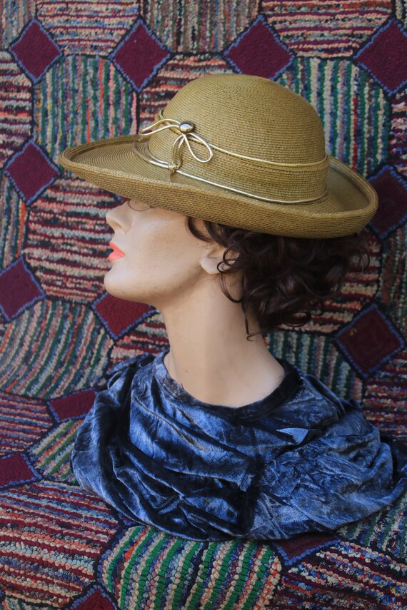 Vintage Gold Brown Straw Hat - image 4