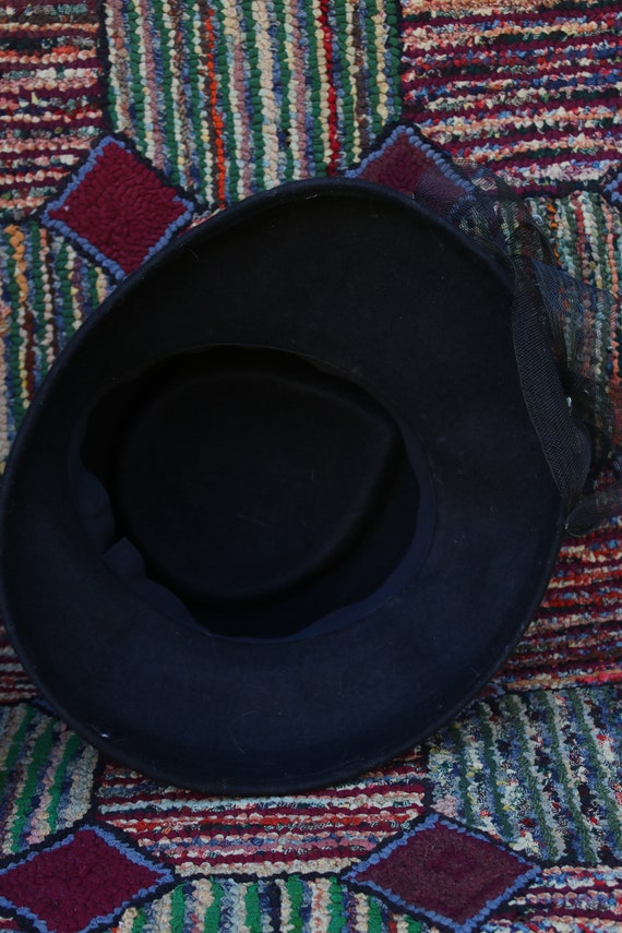 Vintage Black Felt Derby Hat - image 8