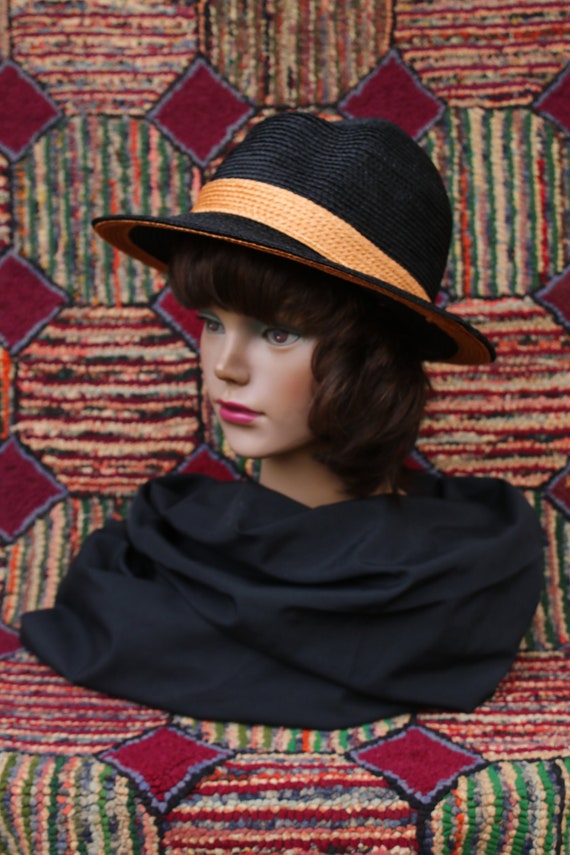 Vintage Black Straw Hat