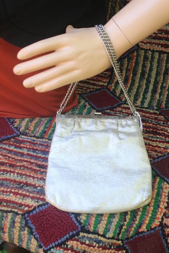 Vintage Silver Cloth Handbag/Shoulder bag