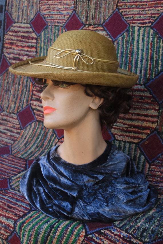 Vintage Gold Brown Straw Hat - image 3