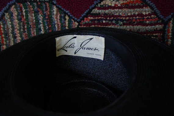 Vintage Black Straw Structured Bucket Hat - image 8