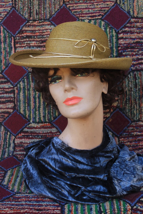 Vintage Gold Brown Straw Hat