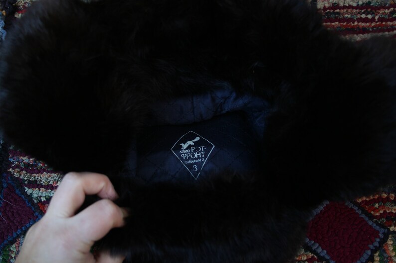 Vintage Black Rabbit Fur Ushanka Hat image 8