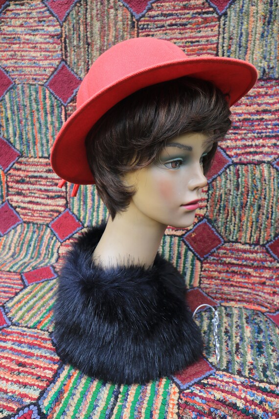 Vintage Red Cloth Pith Helmet Hat - Gem