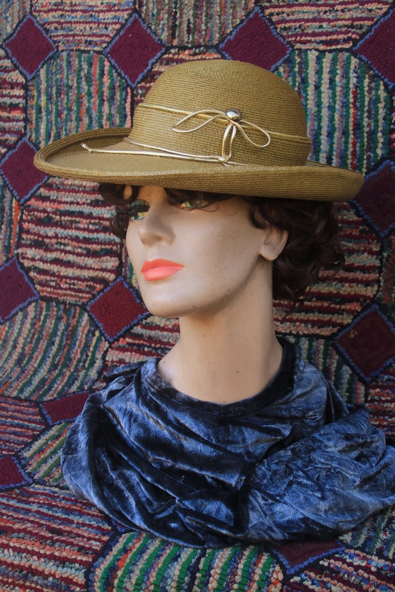 Vintage Gold Brown Straw Hat - image 2