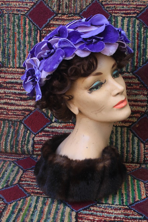 Vintage Velvet Purple Flower Hat