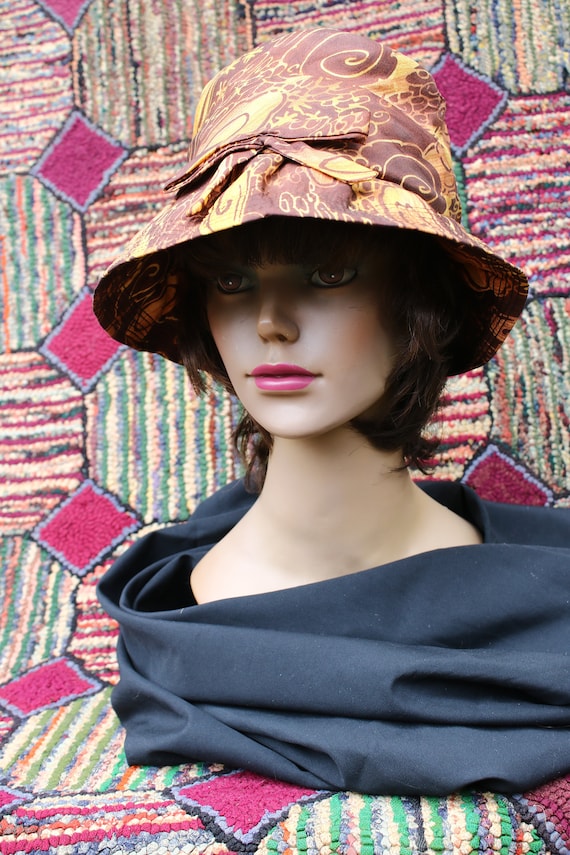 Vintage Brown Print Sun Hat