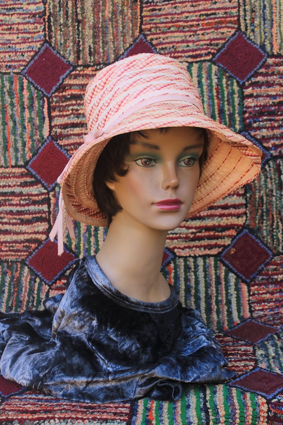 Vintage Pink and Red Cloche Bucket Hat