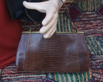 Vintage Chocolate Brown Alligator Handbag