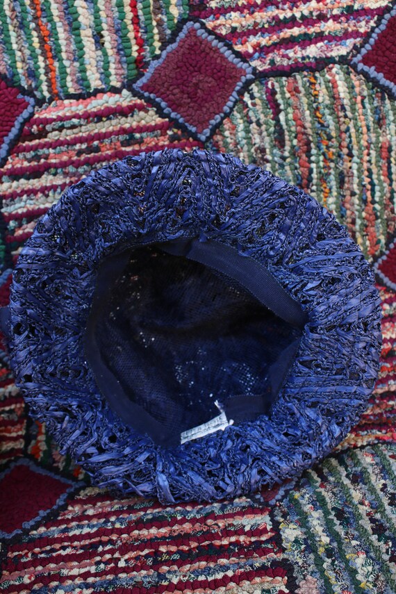 Vintage Navy Woven Hat (Small or Child Sized) - image 6