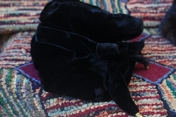 Vintage Black Velvet Mod Bucket Hat - image 10