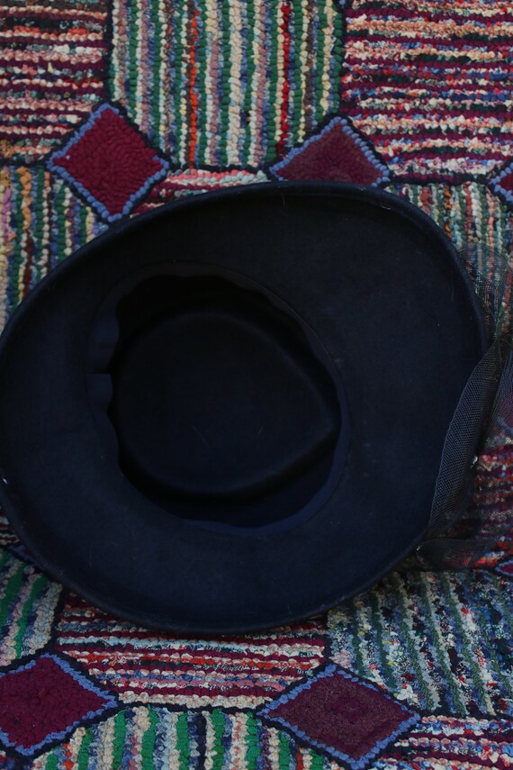 Vintage Black Felt Derby Hat - image 9