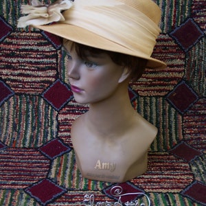 Vintage Straw Hat with Flower Trim image 3