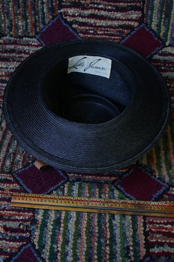 Vintage Black Straw Structured Bucket Hat - image 9