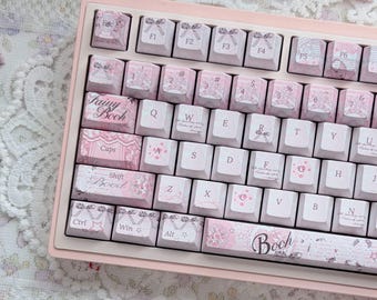 Pink Lace Daydream Artisan Keycap Set for Mechanical Keyboard | Cute Keycaps, PBT Dye-Sub, Cherry Profile - MonsterKeycaps®