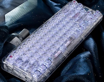 Crystal Ice Transparent Keycap Set for Mechanical Keyboard | Clear PC Custom Keycaps, SSA Profile, MX Switch Compatible – MonsterKeycaps®