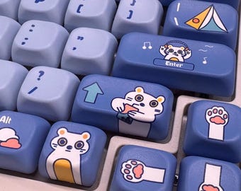 Cute Puppy Themed Keycap Set for Boys, Adorable Dog Keycaps, Fun Gift for Kids, Mechanical Keyboard Keycaps, Kawaii Keycaps, Gaming Keycaps