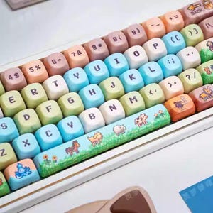 Cute FarmVilla Animals Themed Keycap Sets for Mechanical Keyboard, Gaming Keycap Set, Custom Keycap Set, Kawaii Keycap Set, MOA Profile