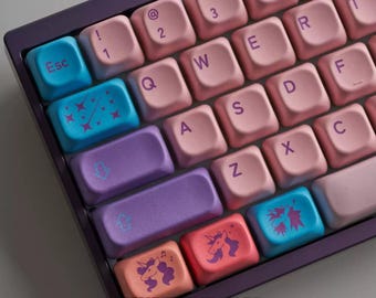 Pastel Unicorn Music Keycap Set for Mechanical Keyboard | Cute Kawaii Custom Keycaps, MOA Profile, MX Switch Compatible – MonsterKeycaps®