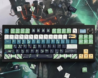 Ensemble de capuchons de touches de jeu militaires verts tactiques - Thème de tir FPS, capuchons de clavier mécaniques PBT personnalisés, compatible avec le commutateur MX, disposition complète
