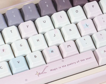 Pastel Magic Keycap Set for Mechanical Keyboard | Cute Kawaii Fantasy Cherry MOA Profile Caps – MonsterKeycaps®