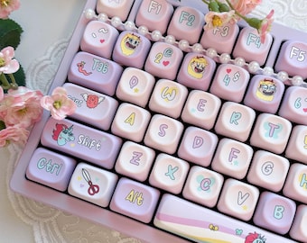 Star Butterfly Kawaii Keycap Set for Mechanical Keyboard | Cute Custom Keycaps, Cherry MOA Profile, MX Switch Compatible – MonsterKeycaps®