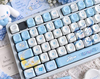 Cinnamoroll Sky Blue Keycap Set for Mechanical Keyboard | Cute Kawaii Blue Keycaps, MOA Profile, Pastel Anime Theme – MonsterKeycaps®