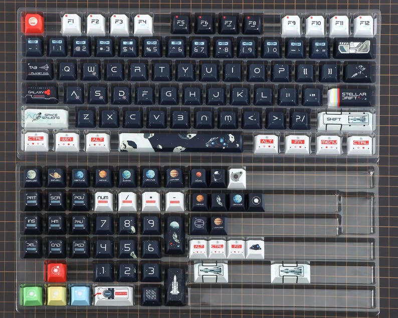 Cool Space Galaxy Astronaut Themed Keycap Set for Mechanical Keyboard ...