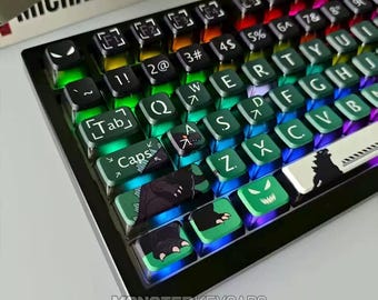 Godzilla Theme Pudding Keycap Set for Mechanical Keyboard | Frosted Translucent RGB Keycaps, OEM Profile, PBT Dye-Sub – MonsterKeycap®