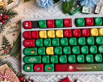 Christmas Joy Keycap Set for Mechanical Keyboard | Cute Christmas Keycaps, Kawaii Holiday MOA Profile, Winter Custom Theme – MonsterKeycaps®
