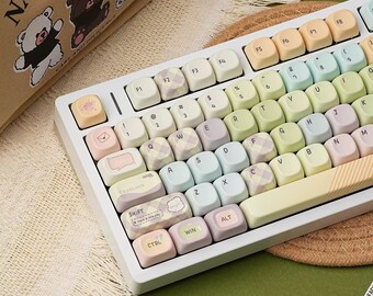 Sweet Pastel Kawaii Keycap Set for Mechanical Keyboard | Cute MOA Profile Keycaps, MX Switch Compatible -MonsterKeycaps®