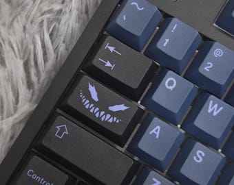 Dark Monster Witch Themed Keycap Set for Mechanical Keyboard, Emotional Aesthetic Keycap, Black Blue Custom PBT Keycap, MX Switch Compatible