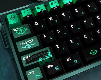 Cthulhu Abyss Themed Keycap Set for Mechanical Keyboard | Dark Custom Keycaps, Cherry Profile, MX Switch Compatible – MonsterKeycaps®