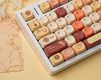 Sweet Cozy Bakery Themed Keycap Set for Mechanical Keyboard | PBT Dye-Sub, MX Switch, MOA Profile, Multilingual Keycaps – MonsterKeycaps®
