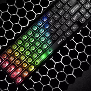 RGB Gradient Keycap Set for Mechanical Keyboard, Transparent Dual-Light Keycaps, Crystal Clear Legends, Custom PBT Keycaps, MX Switch