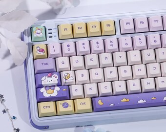 Dreamy Bear & Bunny Keycap Set for Mechanical Keyboard | Cute Pastel Keycaps, Cherry MOA Profile, Custom Animal Caps – MonsterKeycaps®