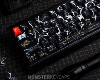Cool Black Thor Themed Keycap Set for Mechanical Keyboard | Norse Custom Keycaps, Cherry Profile, MX Switch Compatible – MonsterKeycaps®