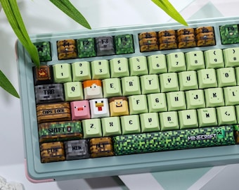 Minecraft Grass Block Keycap Set for Mechanical Keyboard | PBT Custom Keycaps, Cherry Profile, MX Switch Compatible – MonsterKeycaps®