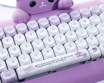 Lavender Floral Keycap Set for Mechanical Keyboard | Cute Purple PBT Custom Keycaps, MOA Profile, MX Switch Compatible – MonsterKeycaps®
