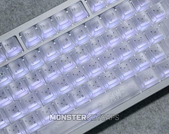 Transparent Kawaii Bunny Keycap Set for Mechanical Keyboard | Cute Rabbit Keycaps, Cherry Profile, Semi Transparent Design – MonsterKeycaps®
