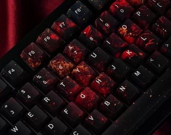 Crimson Inferno Keycap Set for Mechanical Keyboard | Red Black Gaming Keycaps, Cherry Profile, Backlit Design – MonsterKeycaps®